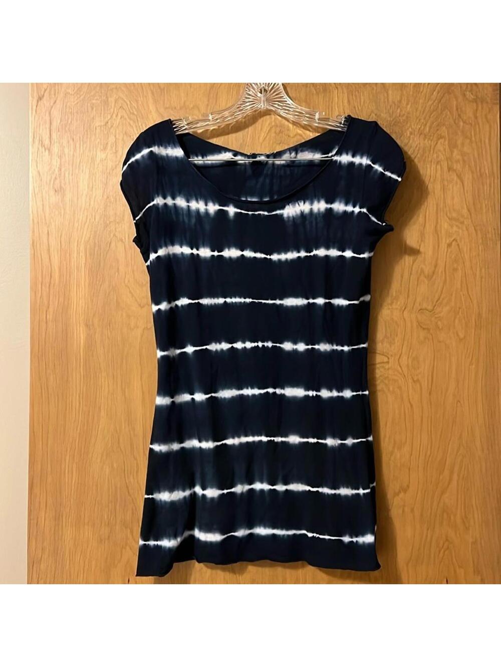 Lucky Brand Lucky Tees Navy Shibori Tie Dye Cap Sleeve Tunic Top‎ Women's